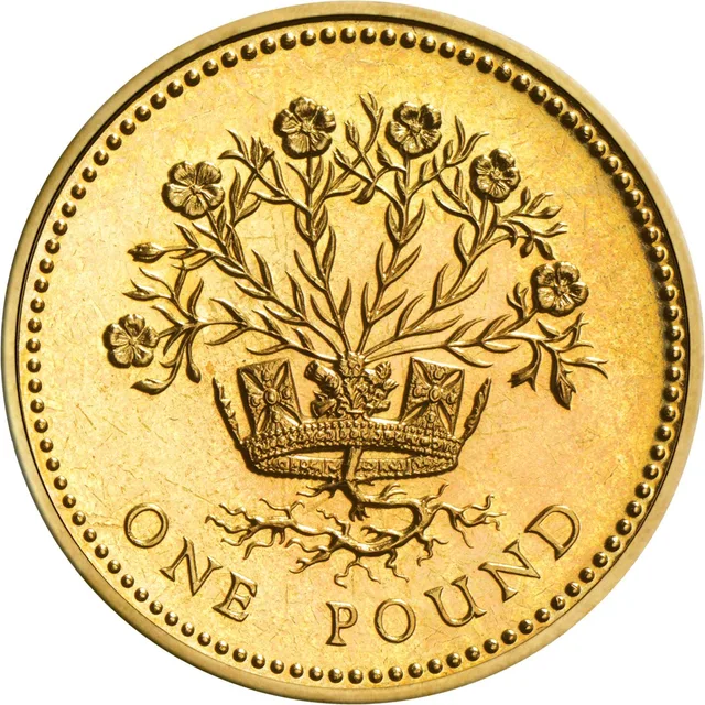 Flowering flax plant rising through the Royal Diadem with roots below, ONE POUND along the bottom