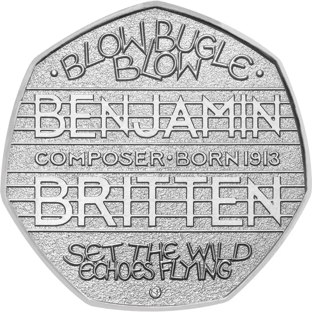 Tennyson's words BLOW BUGLE BLOW and SET THE WILD ECHOES FLYING around BENJAMIN BRITTEN on a musical stave