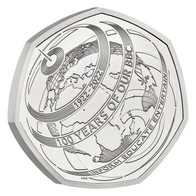 A globe beneath arcs of transmission waves, with 1922-2022, OUR BBC and INFORM EDUCATE ENTERTAIN