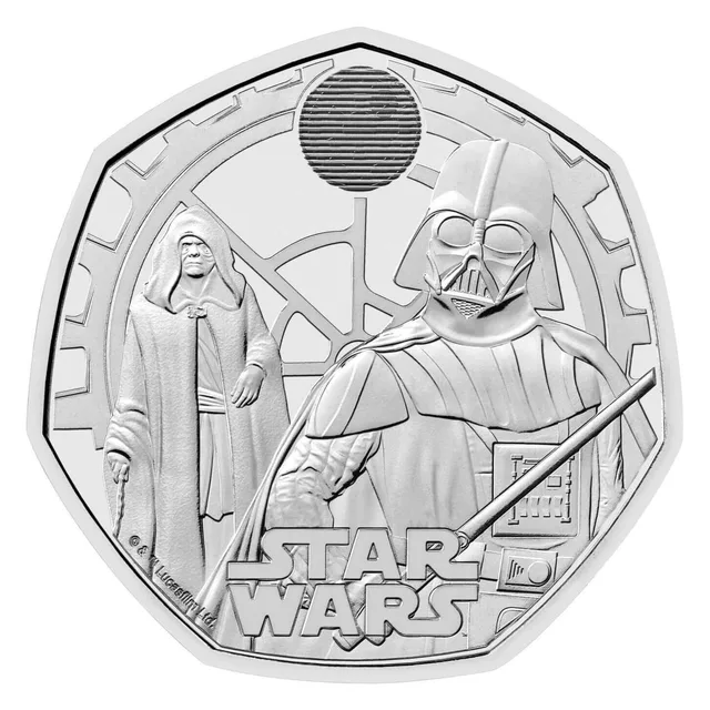 Darth Vader and Emperor Palpatine beneath a lenticular panel showing the Empire insignia, with STAR WARS lettering