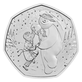 The Snowman and James dancing together beneath the Northern Lights