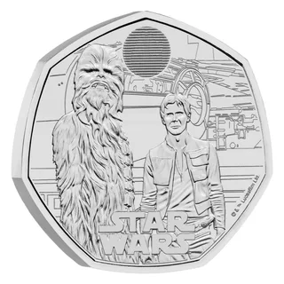 Han Solo and Chewbacca side by side beneath a lenticular panel, with STAR WARS lettering below