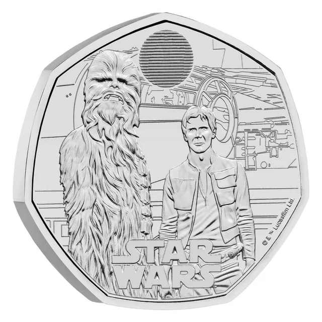 Han Solo and Chewbacca side by side beneath a lenticular panel, with STAR WARS lettering below