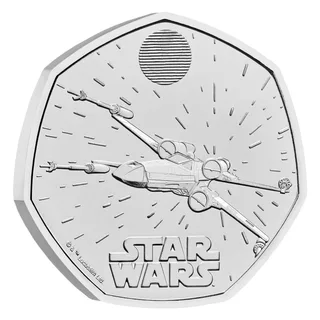 An X-Wing flying with its wings open in an X beneath a lenticular panel, with the STAR WARS logo below