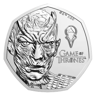 Portrait of the Night King, commander of the White Walkers, with GAME OF THRONES lettering