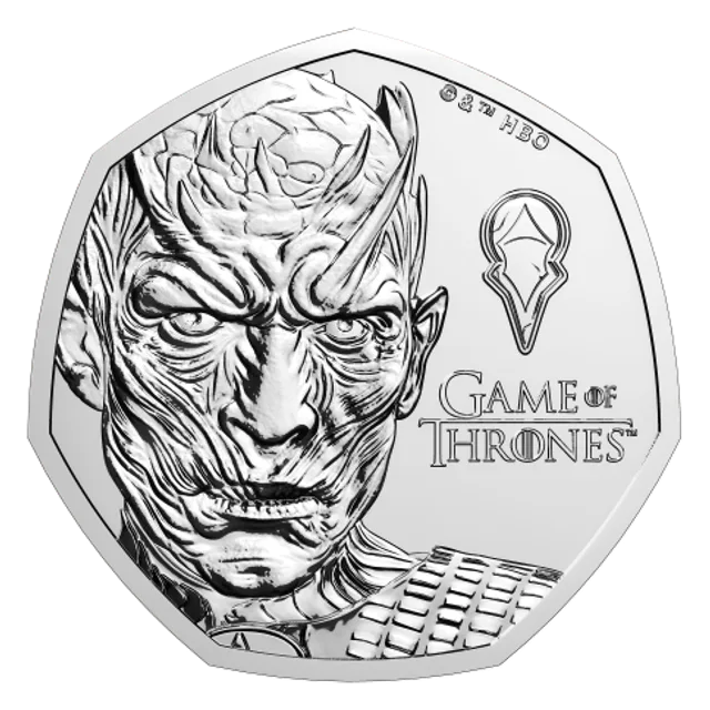 Portrait of the Night King, commander of the White Walkers, with GAME OF THRONES lettering